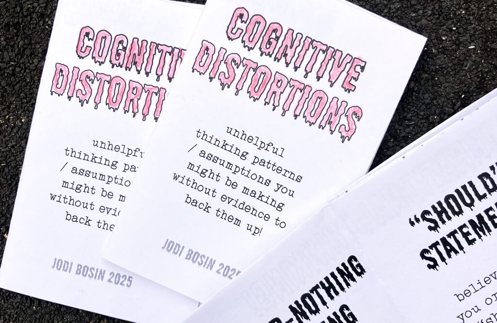 cognitive distortions one page zine